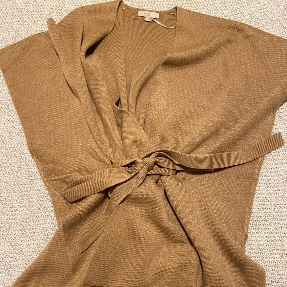 Loft poncho wrap tie around sweater